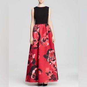 Aidan Mattox Sleeveles Floral Print Red/Black Floor-Length Gown Size 2